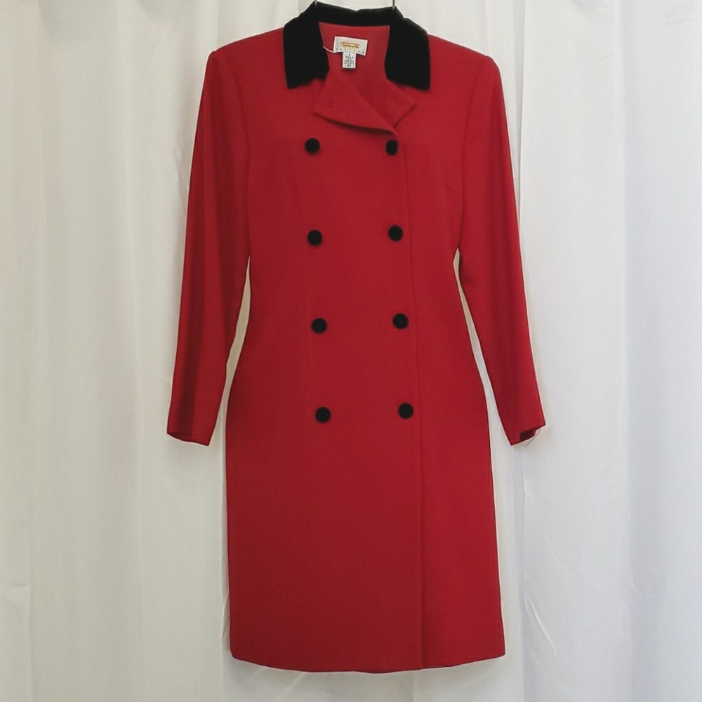 Vintage Talbots Petites Red & Black Over coat